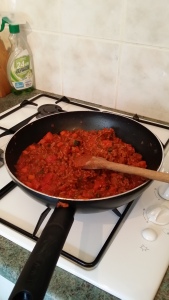The meat sauce prepared by myself